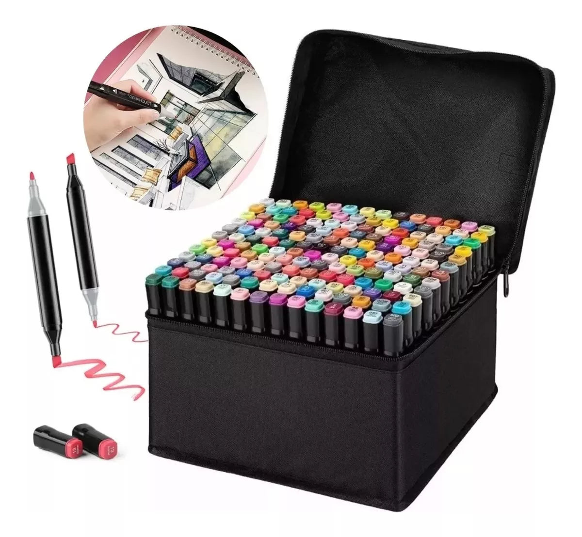 Set Marcadores Doble Punta 168 Pcs Lapices Colores Plumones