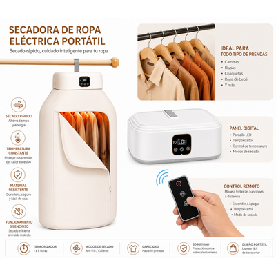 Secadora Portátil Plegable Para Ropa Con Temporizador