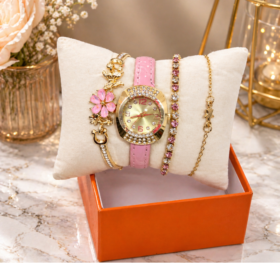 Set Reloj Mujer Elegante con Pulseras