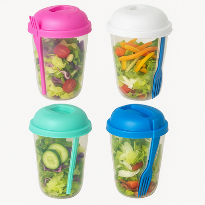 Vaso Ensaladera Hermético con Salsero y Tenedor