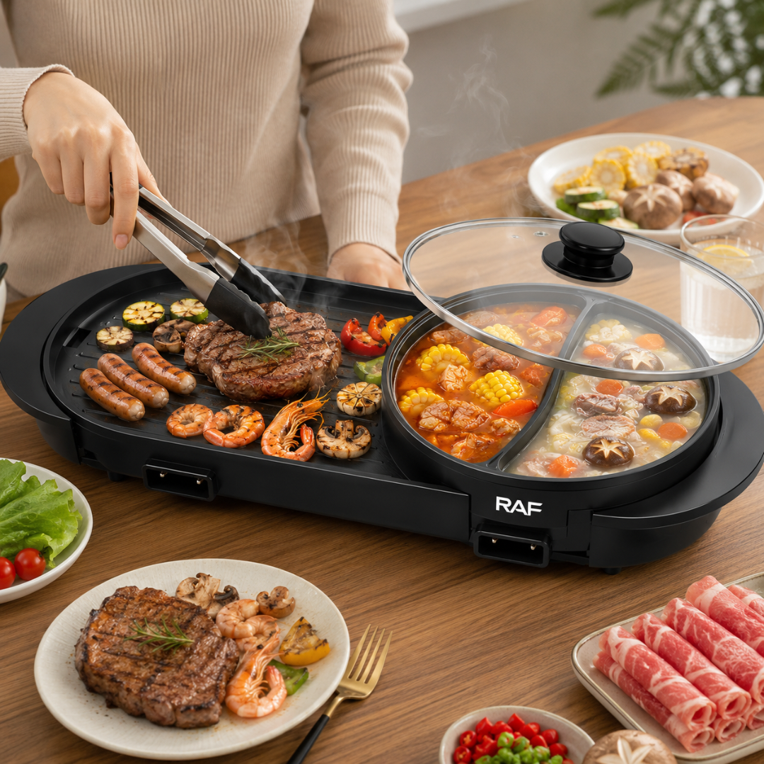 Parrilla Eléctrica y Olla 2 en 1 RAF 1800W 2.5L