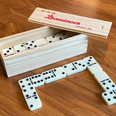 Juego Dominó Con Caja De Madera Fichas Grandes