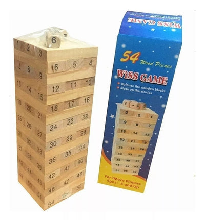 Juego de Jenga, Wiss Toy o Torre Infernal 54 Piezas Pequeño