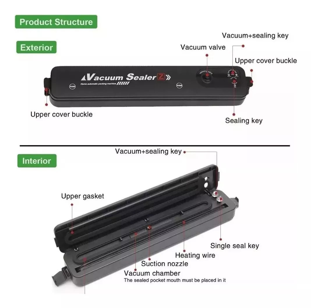 Selladora Al Vacio De Bolsas Incluye 5 Bolsas