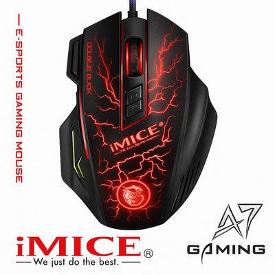 Mouse Gamer Premium Imice A7 3200dpi Negro Rojo
