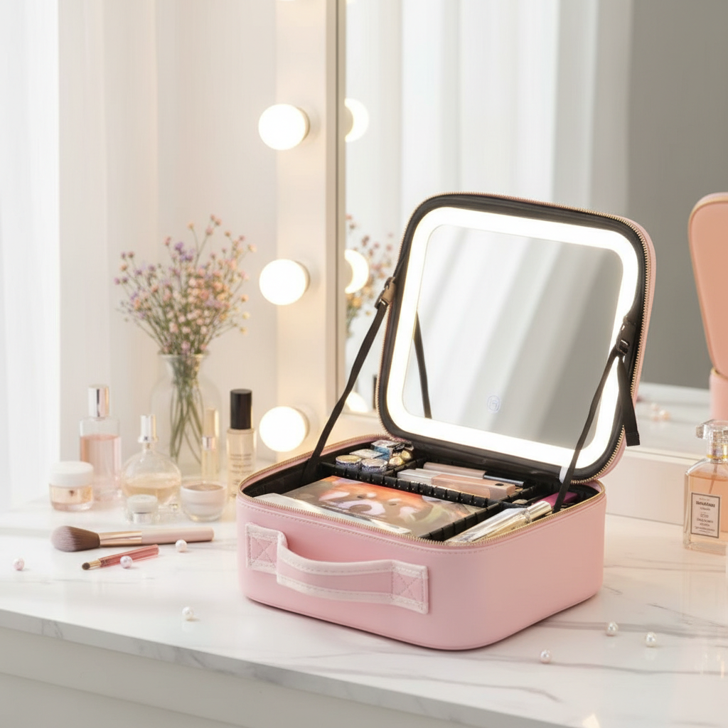 Cosmetiquero Con Espejo Organizador Led Cosmeticos