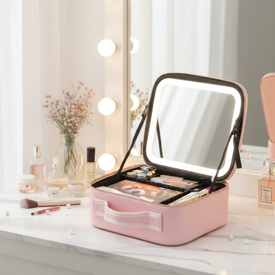 Cosmetiquero Con Espejo Organizador Led Cosmeticos
