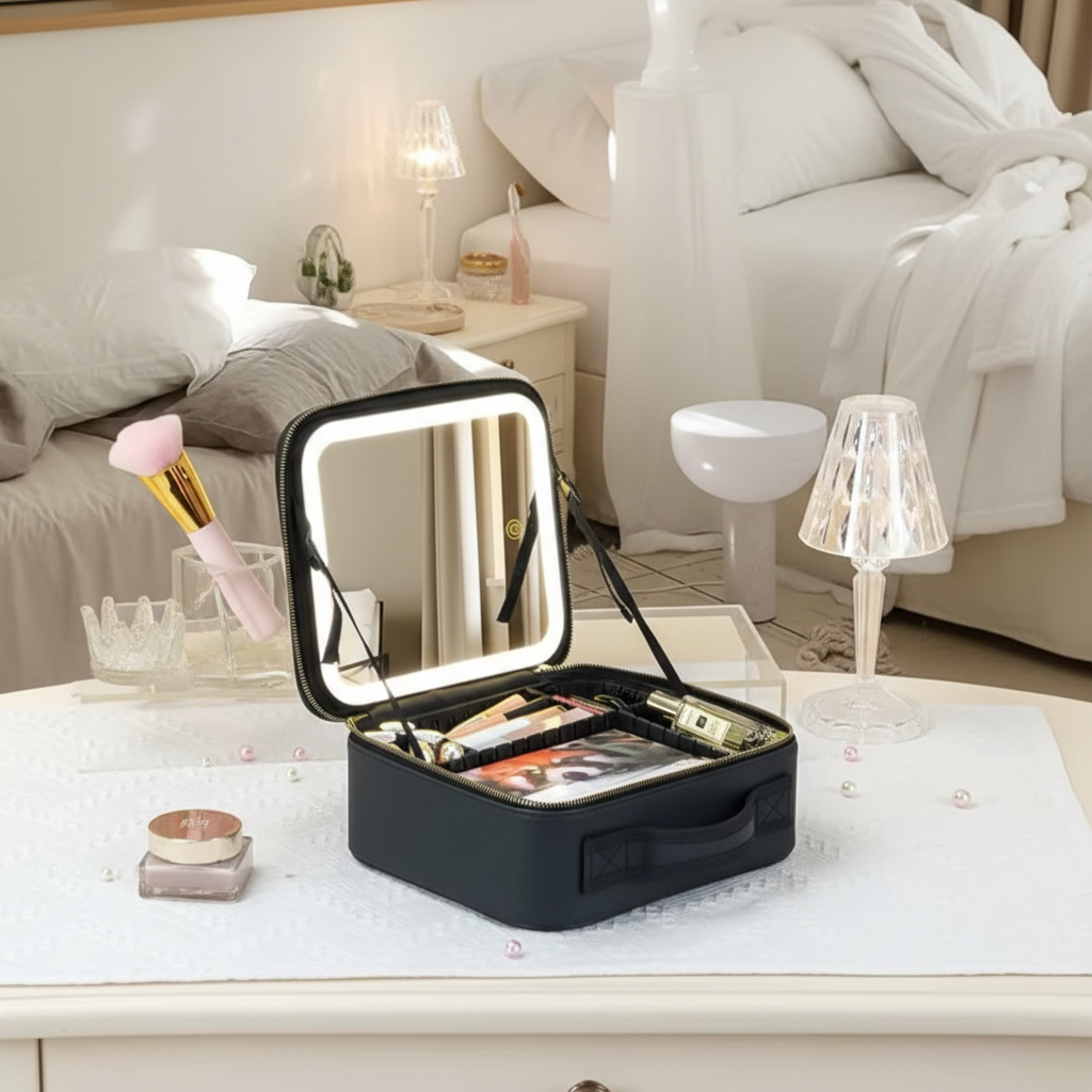 Cosmetiquero Con Espejo Organizador Led Cosmeticos
