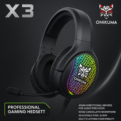 Audífonos Gamer Onikuma X3 RGB | Micrófono Flexible + Luz LED