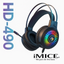 Audifonos Con Micrófono Gamer Imice Hd-490 Usb Con Luz Rgb Negro
