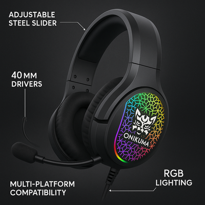 Audífonos Gamer Onikuma X3 RGB | Micrófono Flexible + Luz LED