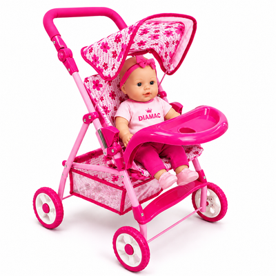 Coche para Muñecas Grande con Bandeja y Canasto Infantil