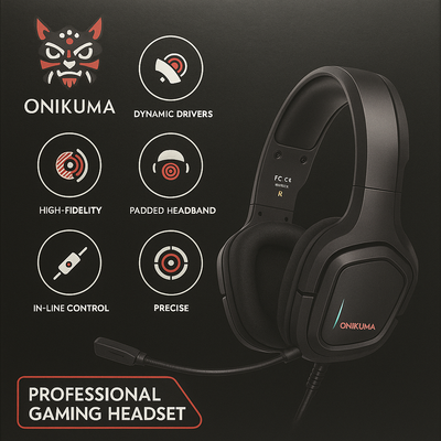 Auriculares Gamer Onikuma K20 con Micrófono y Luz LED RGB