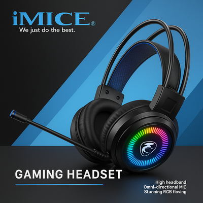Auriculares Gamer Audifono Imice Gamer Negro Con Luz Led Negro