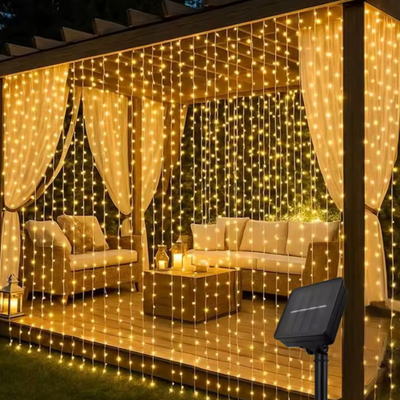 Cortina de Luces LED 3 Metros Solar – Amarillo Cálido o Multicolor