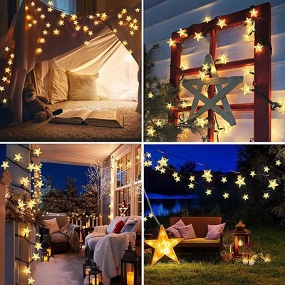 Luces Estrellas Guirnalda Led Navidad Solar