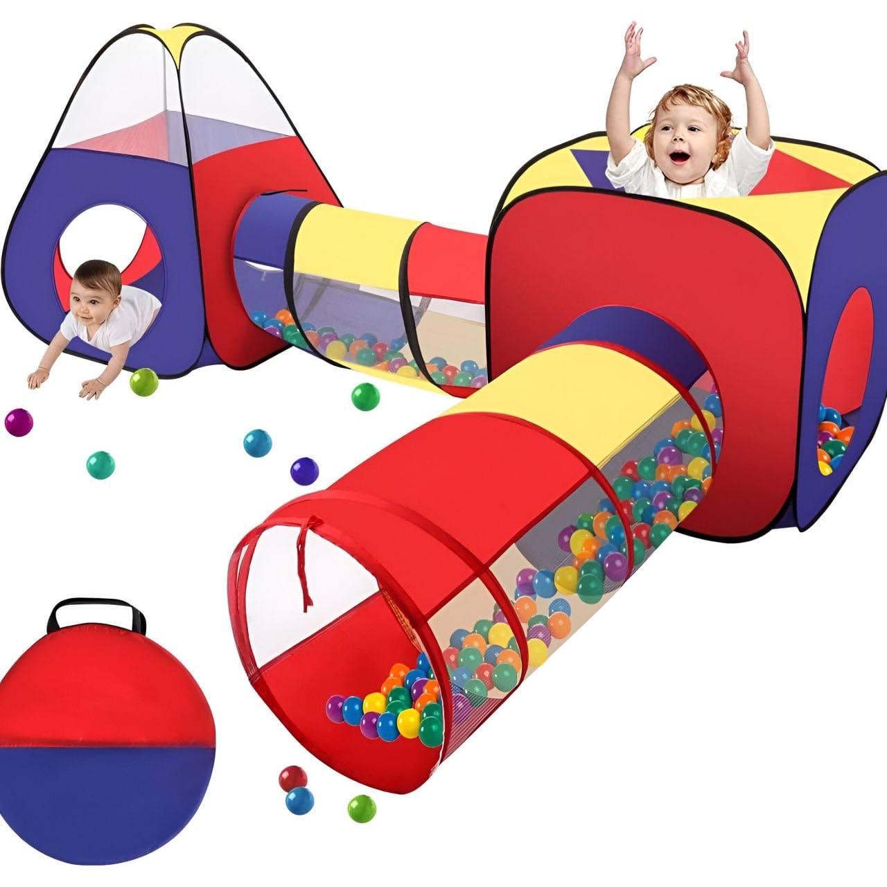 Carpa Infantil 3 en 1 con Túnel Roja
