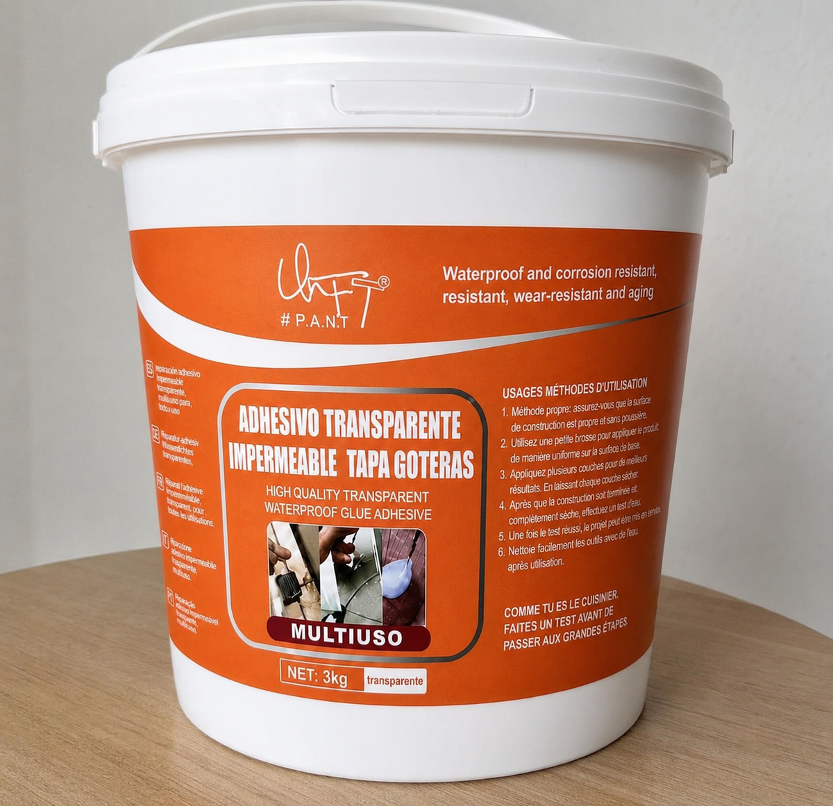 Adhesivo Transparente Impermeable Tapa Goteras 3KG Multiuso